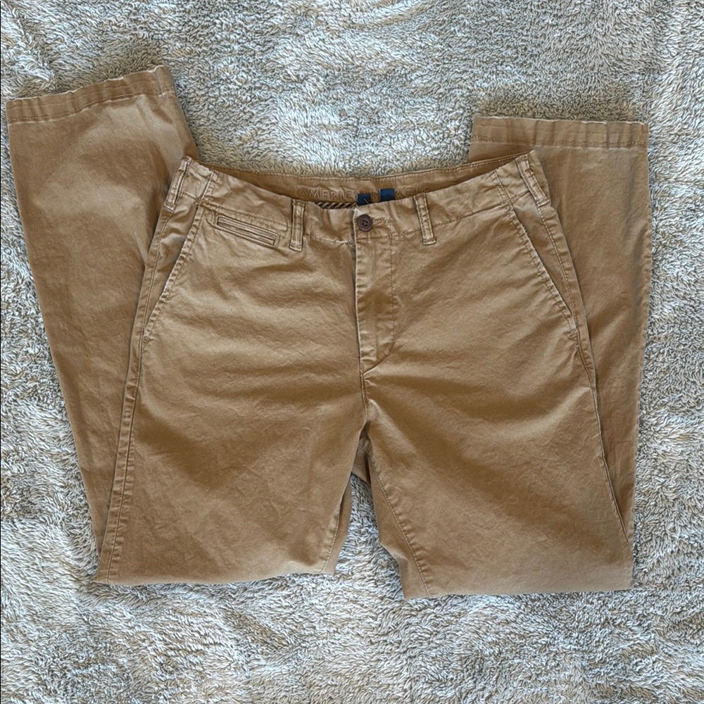 American Eagle Outfitters FLEX Tan Chinos Classic Straight-Leg